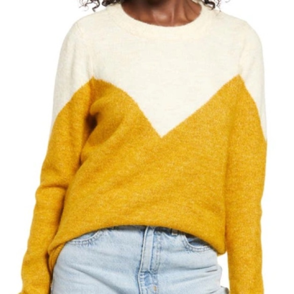 Colorblock Sweater - Cream and Gold